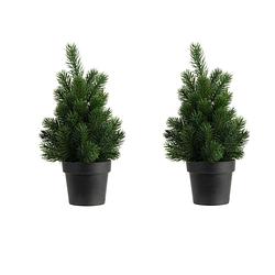 Foto van 2x stuks kunstboom/kunst kerstboom groen 30 cm - kunstkerstboom
