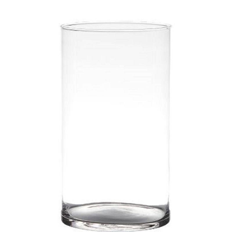 Foto van Transparante home-basics cylinder vorm vaas/vazen van glas 25 x 14 cm - vazen