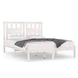 Foto van The living store bedframe - grenenhout - wit - 205.5 x 145.5 x 31 cm - geschikt voor 140 x 200 cm matras