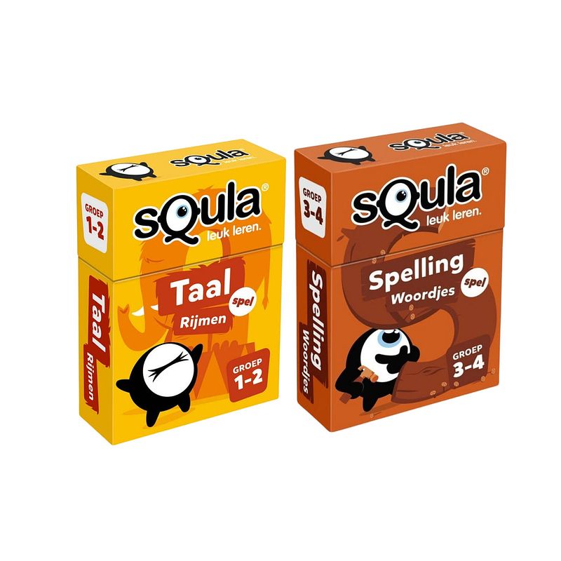 Foto van Educatieve spellenbundel - squla kaartspel - 2 stuks - groep 1 t/m 4 - taal & spelling