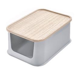Foto van Idesign - opbergbox met opening en deksel, 21.3 x 30.2 x 12.7 cm, kunststof, grijs - idesign eco storage