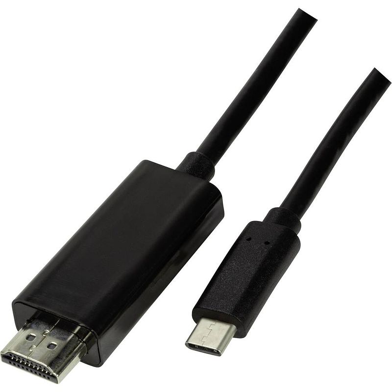 Foto van Logilink usb-c / hdmi adapterkabel usb-c stekker, hdmi-a stekker 1.80 m zwart ua0329 usb-c-displaykabel