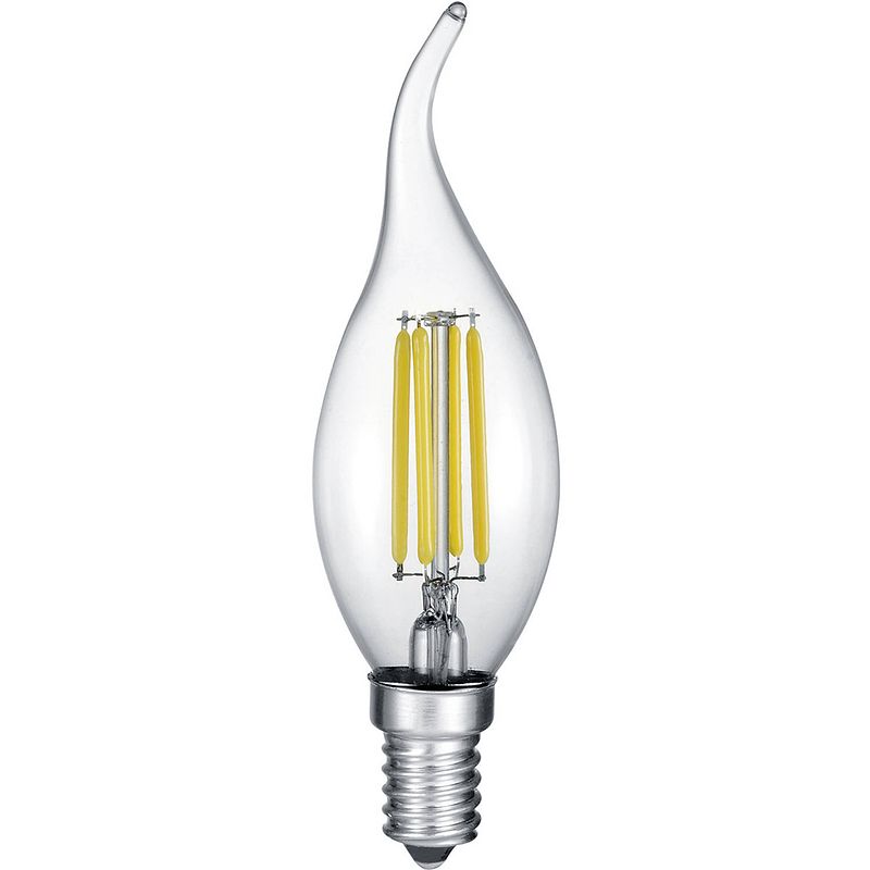 Foto van Led lamp - kaarslamp - filament - trion kirza - 4w - e14 fitting - warm wit 2700k - dimbaar - transparent helder - glas