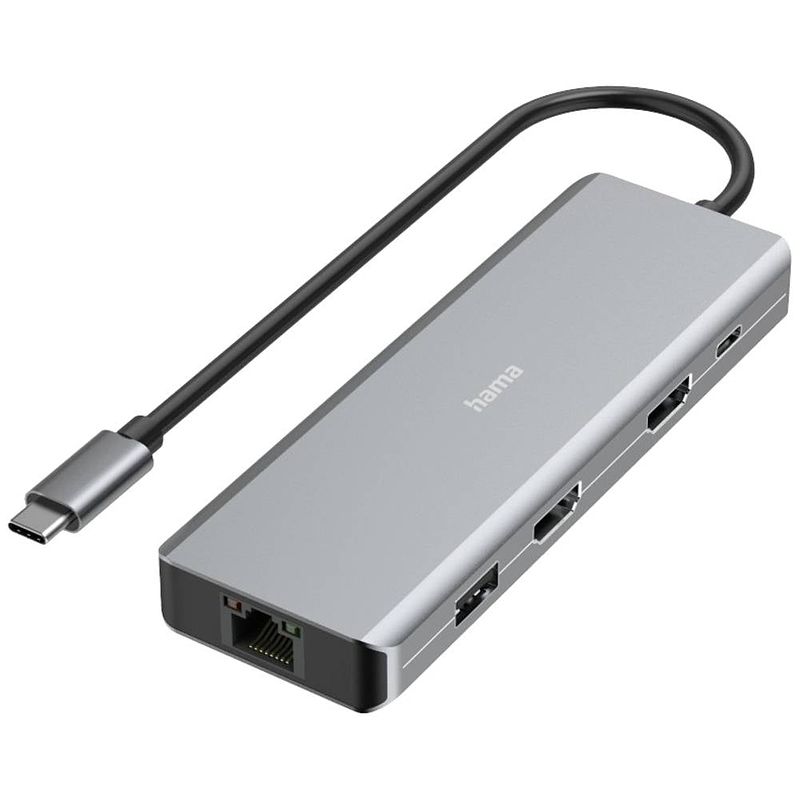 Foto van Hama connect2media usb 3.2 gen 1-hub 9 poorten met snellaadpoort, met usb-c stekker, ultra hd-geschikt grijs