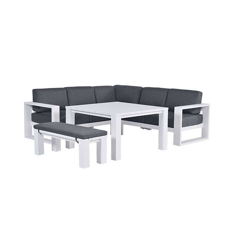 Foto van Garden impressions plaza lounge dining set 5-delig wit