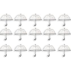 Foto van 15 stuks transparante koepelparaplu 85 cm - doorzichtige paraplu - trouwparaplu - bruidsparaplu - stijlvol - plastic - a