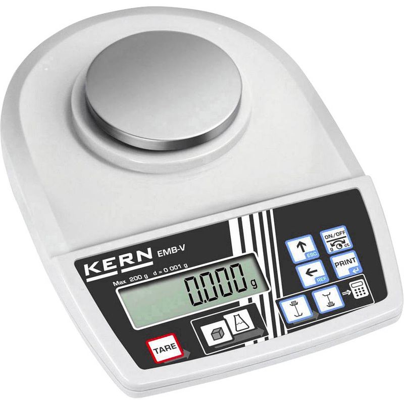 Foto van Kern emb 200-3v emb 200-3v brievenweegschaal weegbereik (max.) 0.2 kg resolutie 0.001 g werkt op het lichtnet, werkt op batterijen zilver