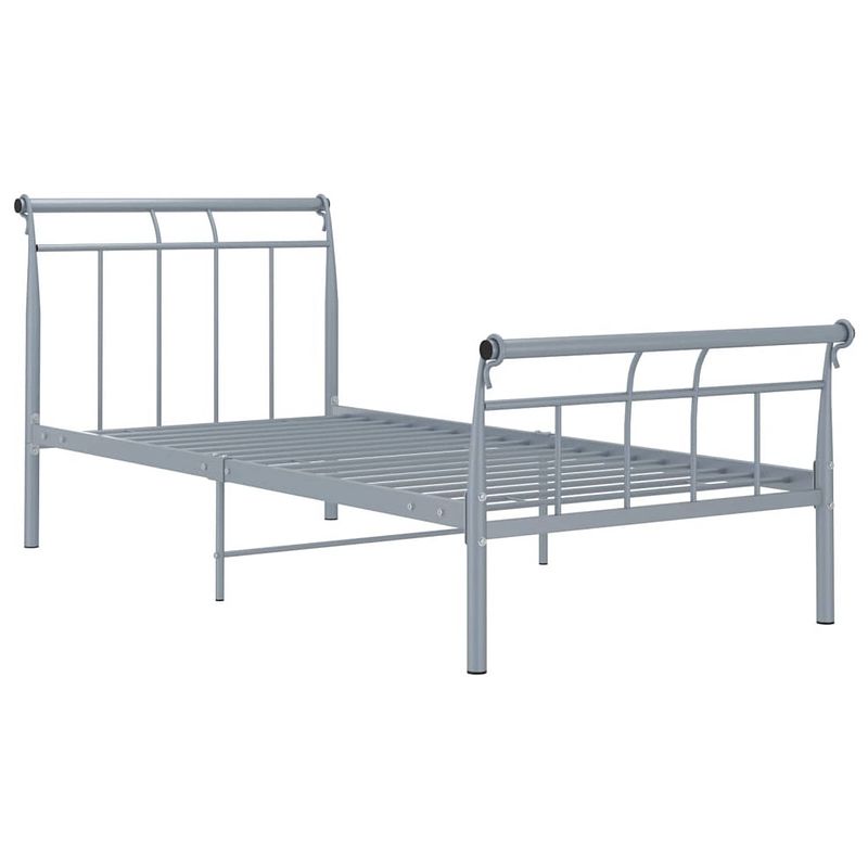 Foto van The living store metalen bedframe - grijs - 208 x 96 x 90 cm - stevige constructie