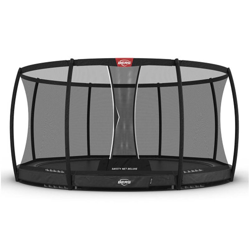 Foto van Berg trampoline elite met veiligheidsnet - safetynet deluxe - inground - 430 cm - grijs