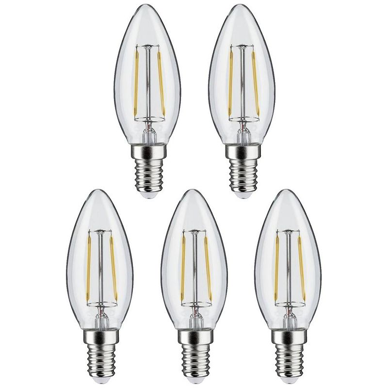 Foto van Paulmann 29094 led-lamp energielabel f (a - g) e14 kaars 4.8 w warmwit (ø x h) 35 mm x 98 mm 5 stuk(s)