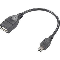 Foto van Renkforce usb-kabel usb 2.0 usb-mini-b stekker, usb-a bus 10.00 cm zwart met otg-functie, vergulde steekcontacten rf-4080780