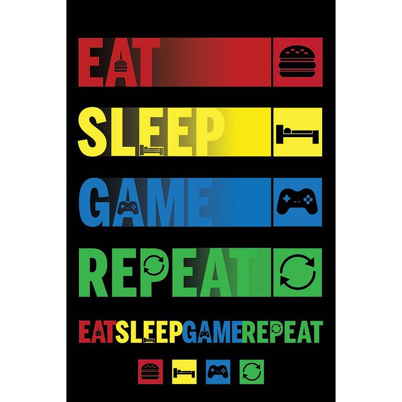 Foto van Pyramid eat sleep game repeat poster 61x91,5cm