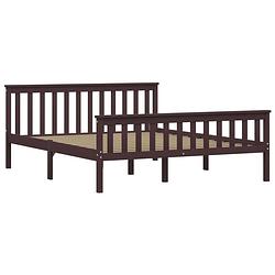 Foto van The living store massief grenenhouten bedframe - 208 x 168 x 82 cm - donkerbruin