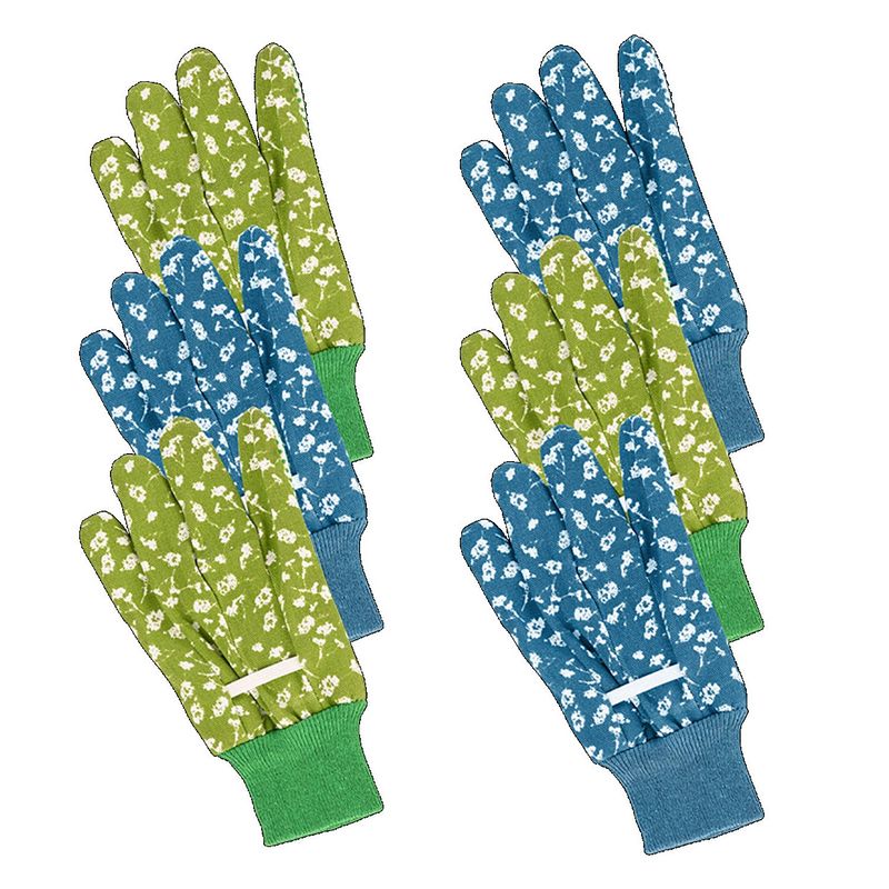 Foto van Esschert design tuinhandschoenen polyester groen/blauw 3 paar maat m