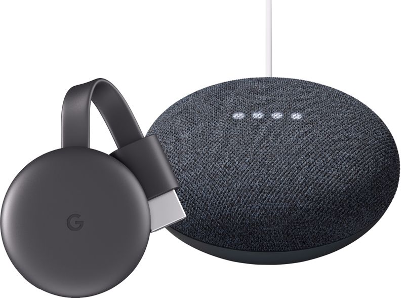 Foto van Google chromecast v3 + google nest mini zwart