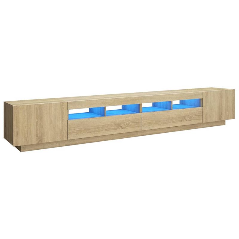 Foto van The living store tv-meubel - tv-meubel met led-verlichting - 260x35x40 cm - sonoma eiken