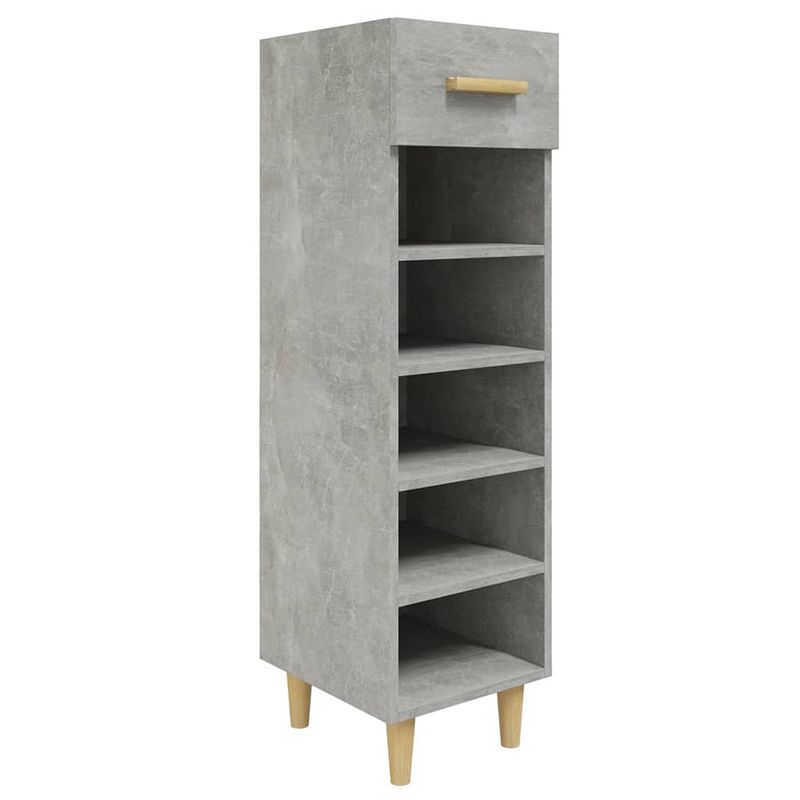 Foto van The living store schoenenkast betongrijs - hout - 30x35x105 cm - ruimtebesparend