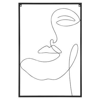 Foto van Wanddeco face - zwart - metaal - 60x40 cm - leen bakker