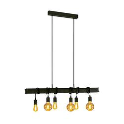 Foto van Eglo townshend 6 hanglamp - e27 - 100,5 cm - zwart