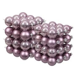 Foto van 72x stuks glazen kerstballen salie paars (lilac sage) 4 en 6 cm mat/glans - kerstbal