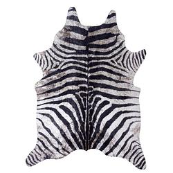 Foto van 4goodz vloerkleed zebra vacht polyester 120x158 cm - zwart wit