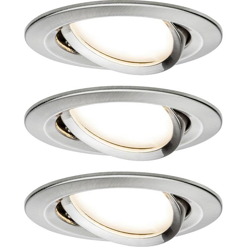 Foto van Paulmann 92959 paulmann led-inbouwlamp set van 3 stuks led 18 w ijzer (geborsteld)