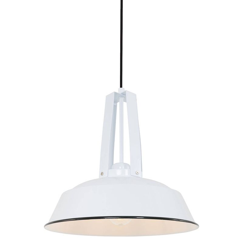 Foto van Industriële hanglamp - mexlite - metaal - industrieel - e27 - l: 42cm - voor binnen - woonkamer - eetkamer - wit