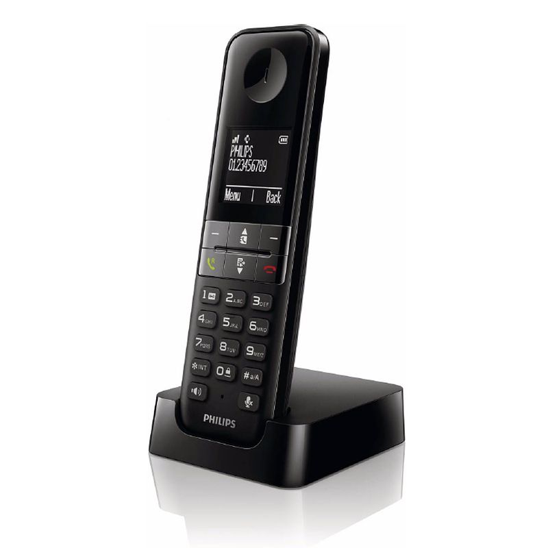 Foto van Philips d4701b draadloze dect telefoon - 4,6cm display - zwart - plug-and-play