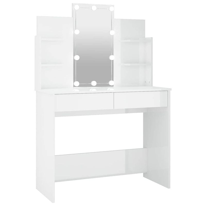 Foto van Vidaxl kaptafel met led-verlichting 96x40x142 cm hoogglans wit