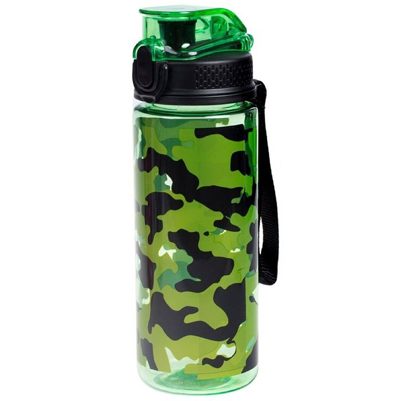 Foto van Sport bidon drinkfles/waterfles camouflage print groen 600 ml - drinkflessen