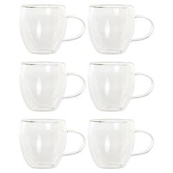 Foto van Items koffieglazen dubbelwandig - set 6x - cappuccino glazen - 250 ml - koffie- en theeglazen