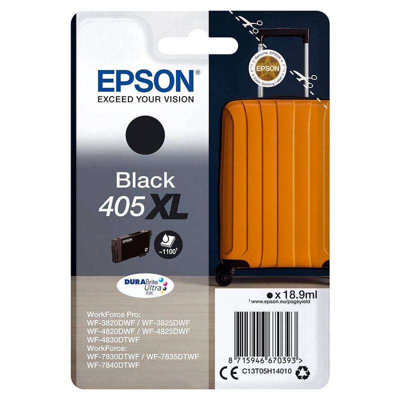 Foto van Epson inktcartridge 405xl, 1.100 pagina'ss, oem c13t05h14010, zwart 8 stuks