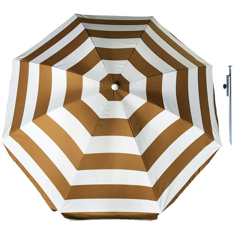 Foto van Parasol - goud/wit - d180 cm - incl. draagtas - parasolharing - 49 cm - parasols