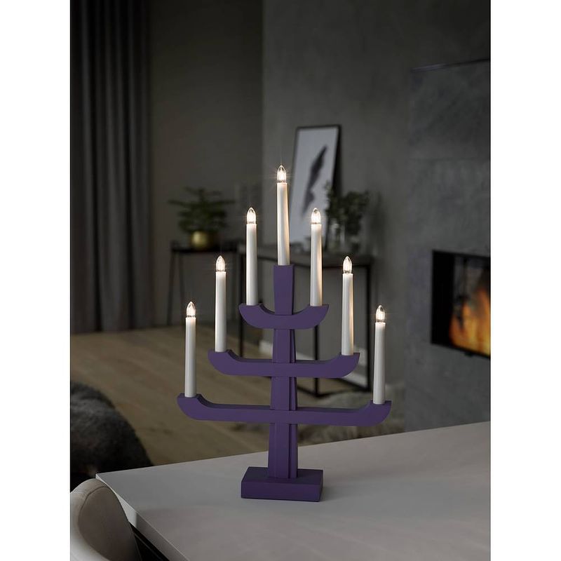 Foto van Konstsmide 3586-480 kerstkandelaar warmwit gloeilamp purper