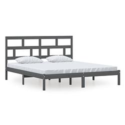 Foto van Vidaxl bedframe massief hout grijs 180x200 cm 6ft super king