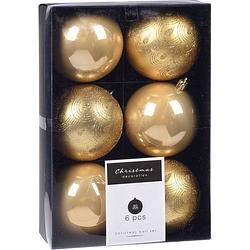 Foto van 6x kerstboomversiering luxe kunststof kerstballen goud 8 cm - kerstbal