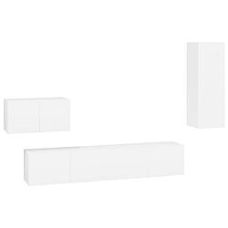 Foto van The living store tv-kastenset classic white - 80x30x30 cm - 60x30x30 cm - 30.5x30x90 cm