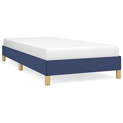 Foto van The living store bedframe - duurzaam - type- bedframe - afmetingen- 203 x 83 x 25 cm - kleur- blauw - materiaal- stof -