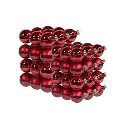 Foto van 72x stuks glazen kerstballen rood 4 en 6 cm mat/glans - kerstbal