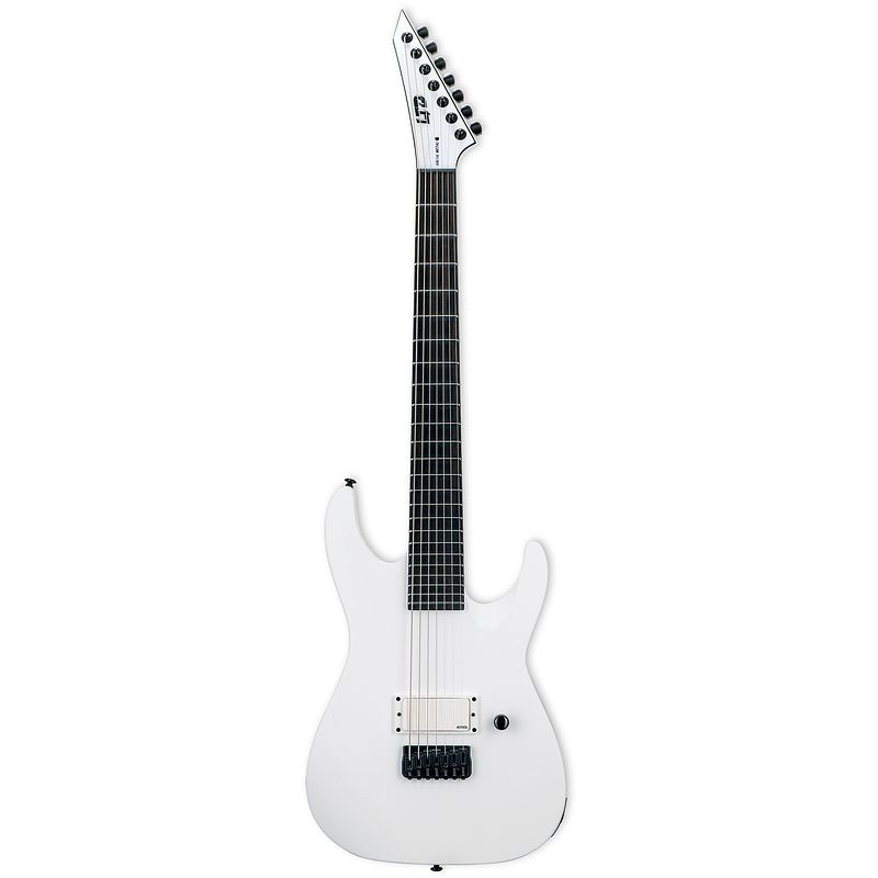 Foto van Esp ltd m-7bht baritone arctic metal snow white satin 7-snarige elektrische gitaar