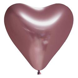 Foto van Wefiesta ballon hart spiegelend 30 cm latex roségoud 6 stuks