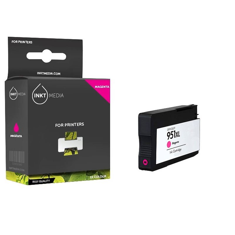 Foto van Inktmedia® -navulinkt - geschikt hp 951xl (cn047ae) inktcartridge magenta hoge capaciteit - navul inkt - refill inkt