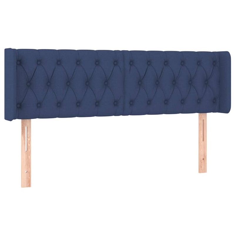 Foto van The living store hoofdeind - blauw - 147 x 16 x 78/88 cm - trendy ontwerp