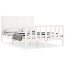 Foto van The living store bedframe - grenenhout - 195.5 x 145.5 x 100 cm - multiplex lattenbodem