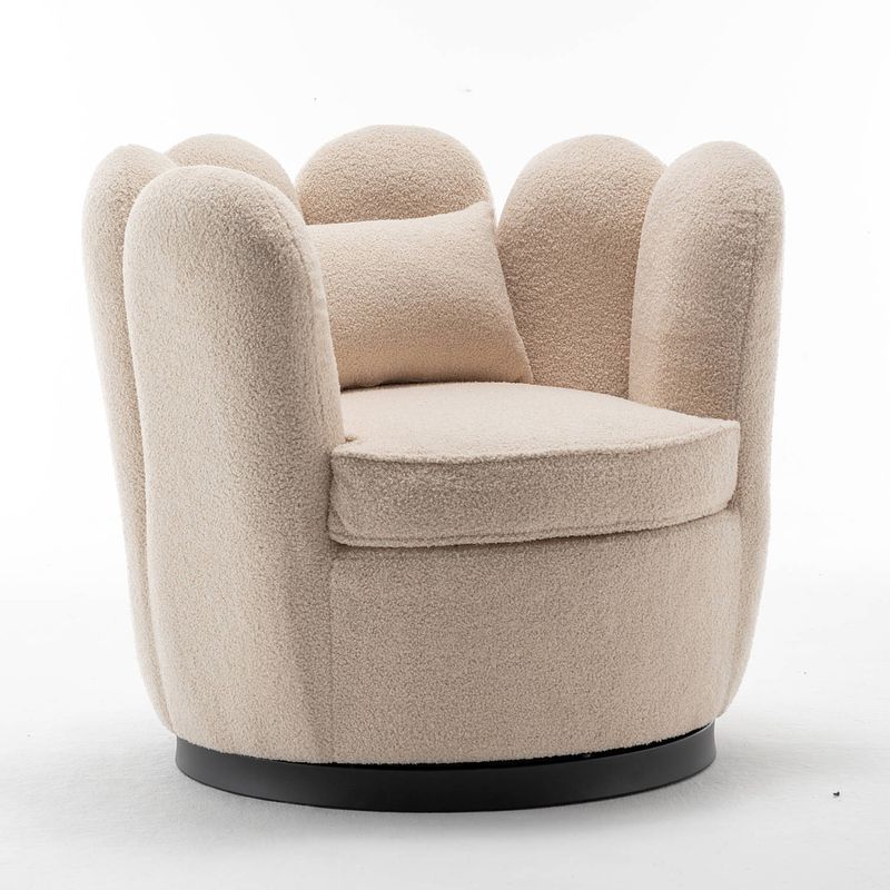 Foto van Fauteuil daphne teddy beige draaibare fauteuil