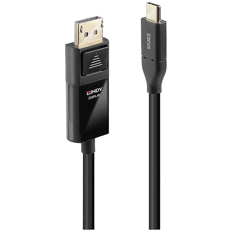 Foto van Lindy aansluitkabel usb-c stekker, displayport stekker 1 m zwart 43301 usb-c-displaykabel