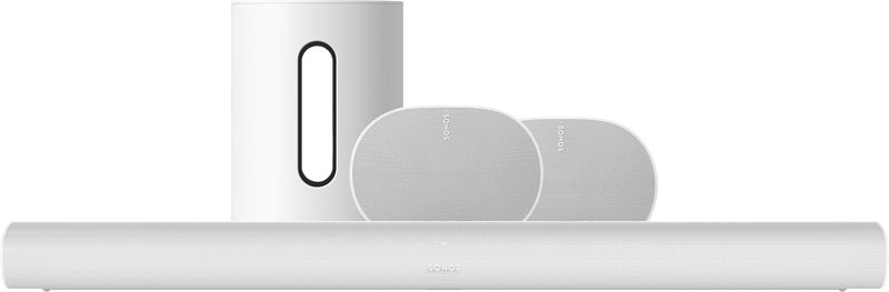 Foto van Sonos arc wit + era 300 wit + sub mini wit