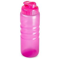 Foto van Plasticforte drinkfles/waterfles/bidon - 650 ml - transparant/roze - kunststof - drinkflessen