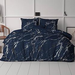 Foto van Dekbedovertrek glamour marble - tweepersoons (200x200 cm) - blauw microvezel - dessin: patroon, luxe - sleeptime - dekbed-discounter.nl