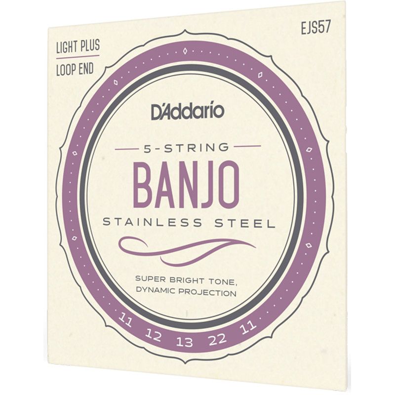 Foto van D'saddario ejs57 stainless steel custom medium 11-22 snaren voor vijfsnarige banjo